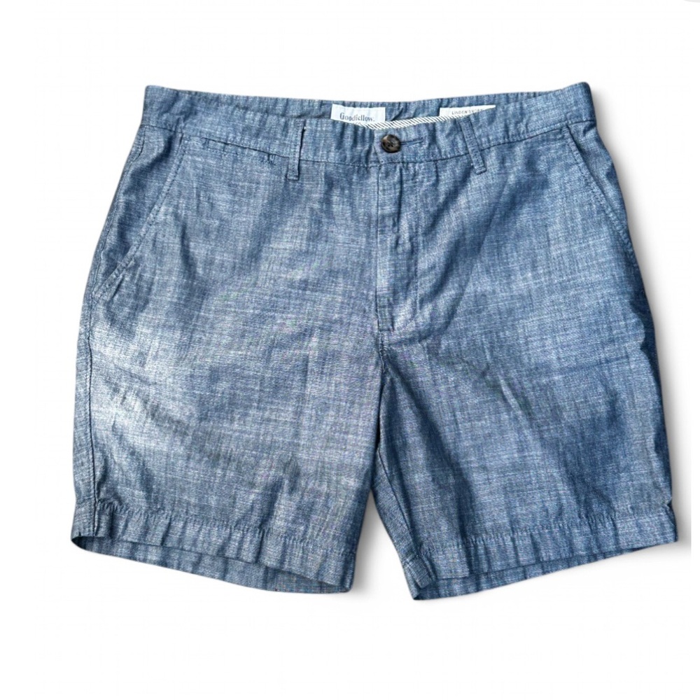 Goodfellow The Every Wear Short Blue Chambray Denim Shorts 32 Flat Front